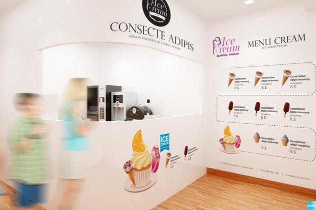 雪糕咖啡店铺品牌样机模板 Ice Cream – Coffee Branding Mockups插图(4)