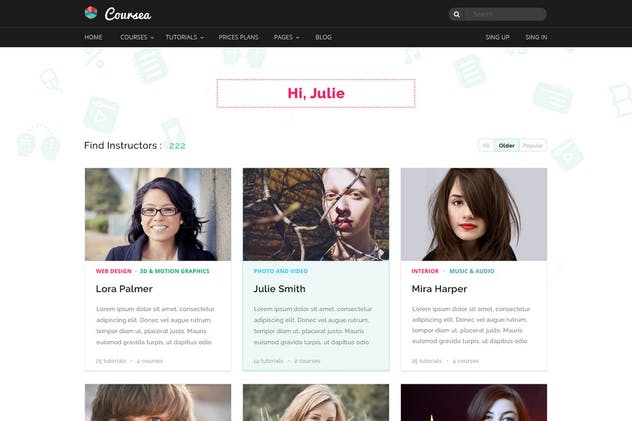 在线教育＆线上培训网站PSD模板 Coursea – Online Tutorials & Courses Template插图(11)