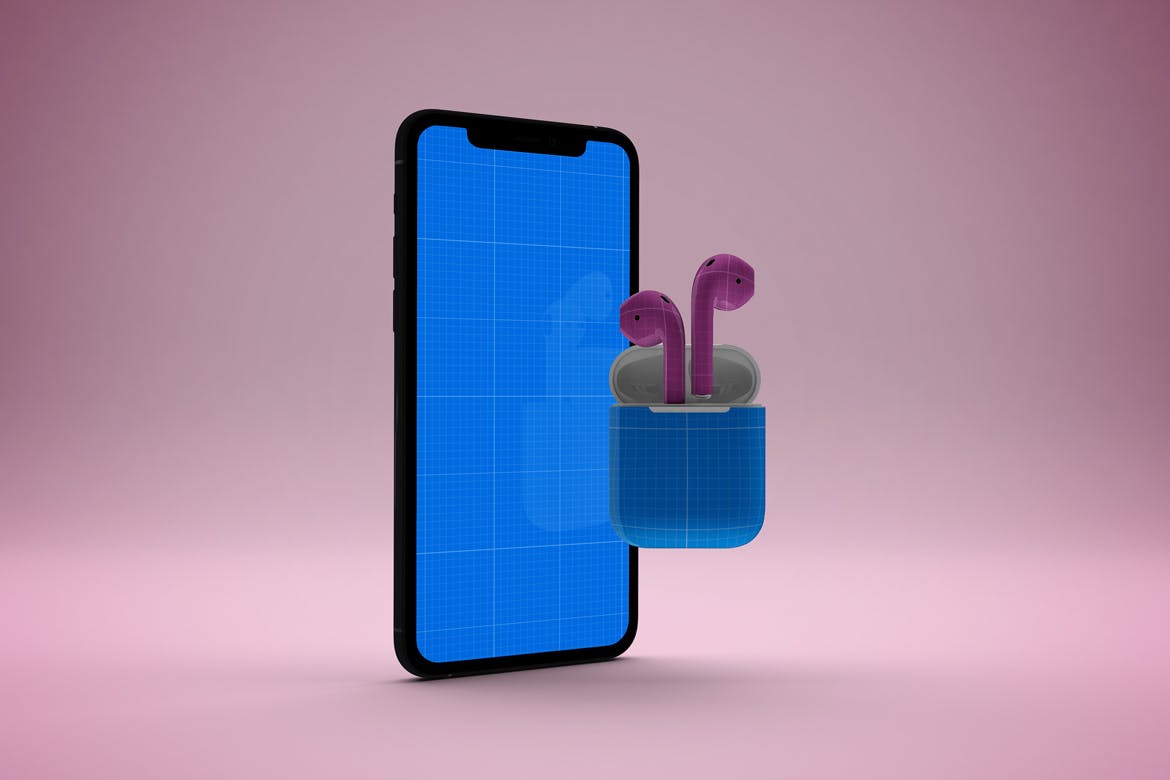 创意设计风格iPhone 11 & AirPods样机模板 iPhone 11 & AirPods Mockup插图(8)