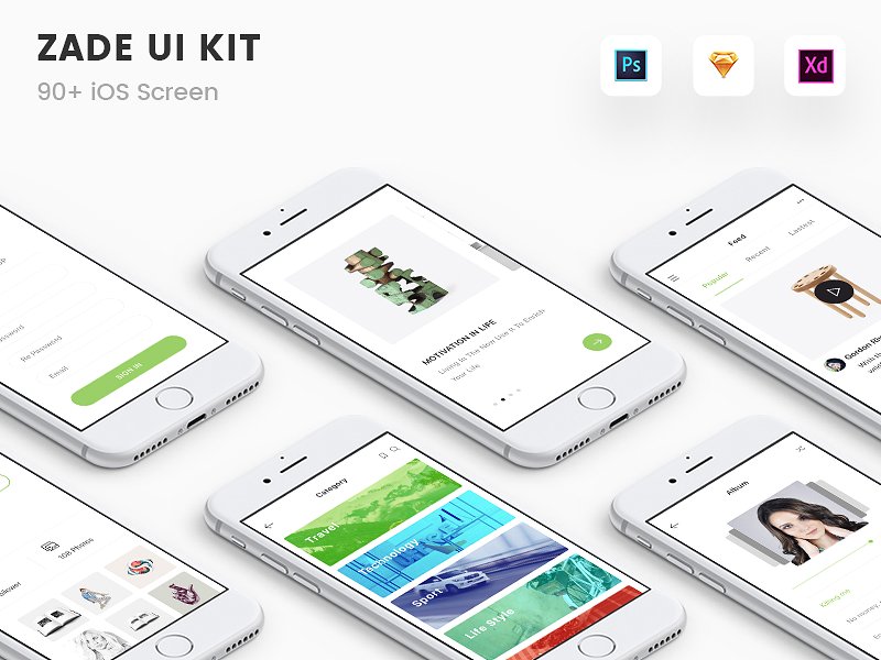 简约大方 APP UI 套件 Zade Mobile App UI KIT [for Adobe XD & Sketch]插图(1)