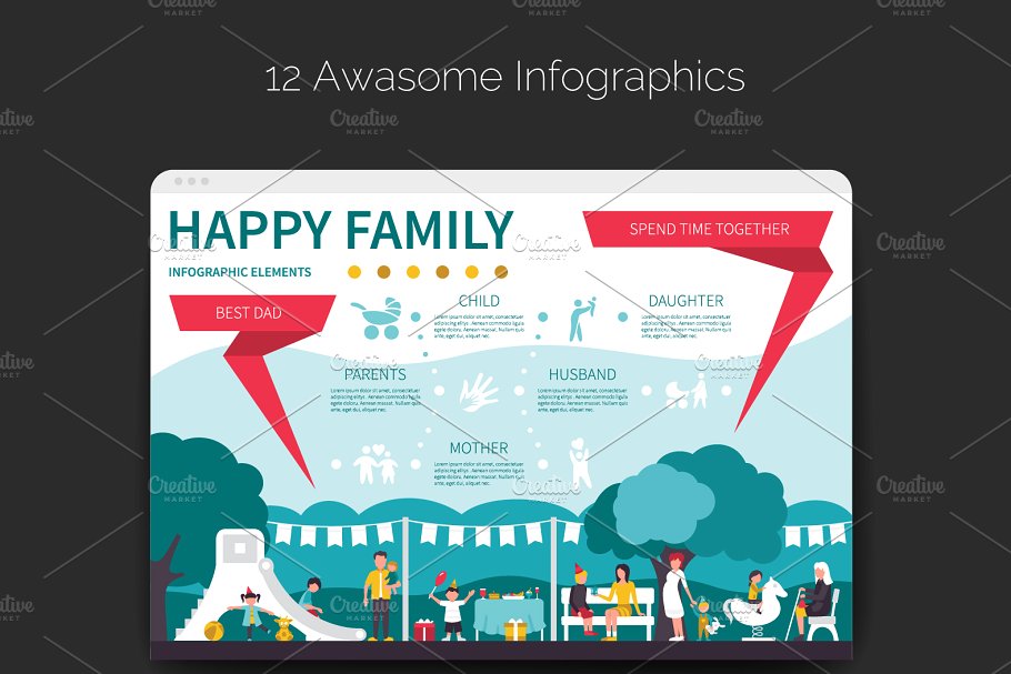 大户型家庭公寓场景平面图形 Family Flat Collection插图(2)