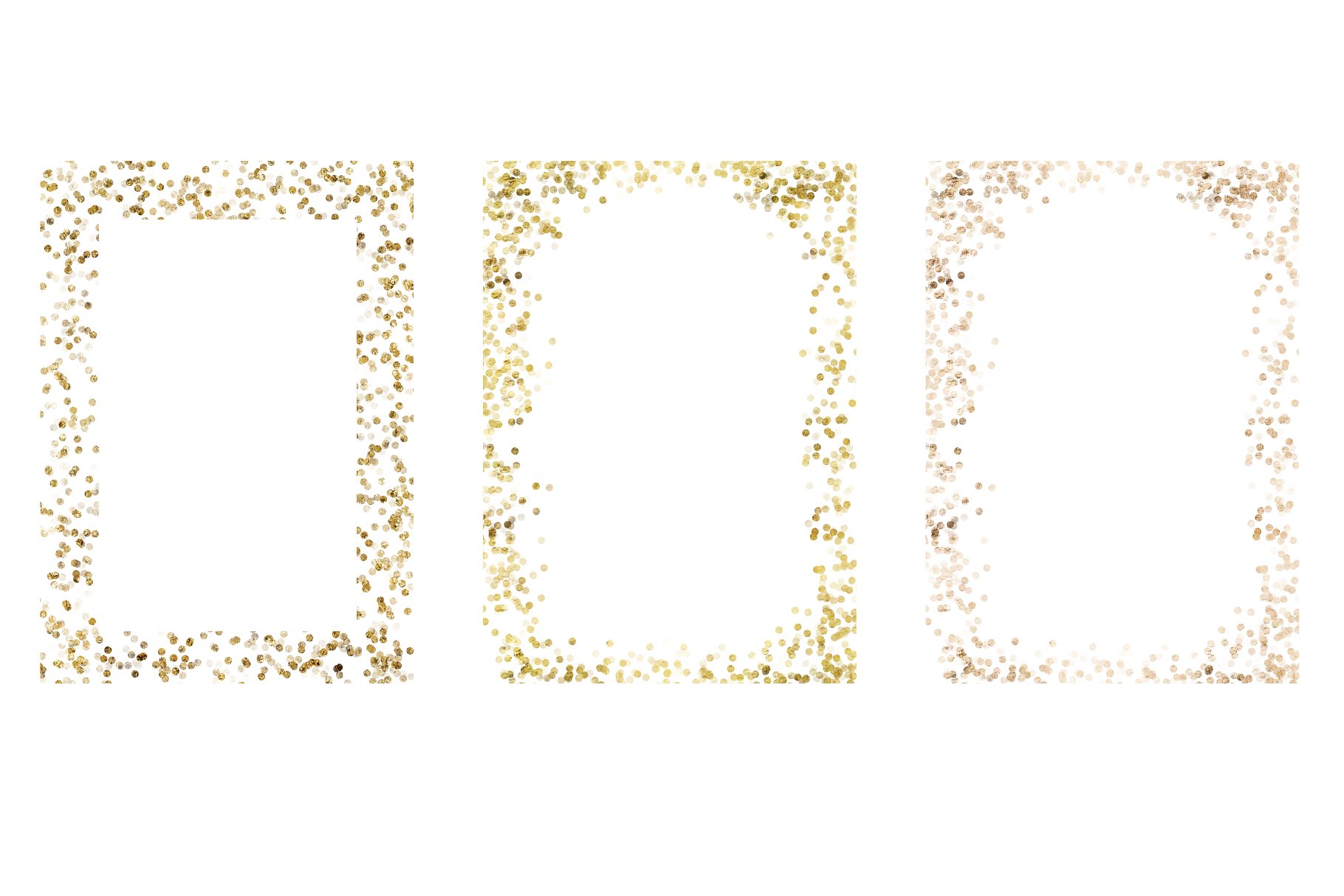 金光闪闪的五彩纸屑边框剪贴画 Gold glitter confetti  set插图(3)