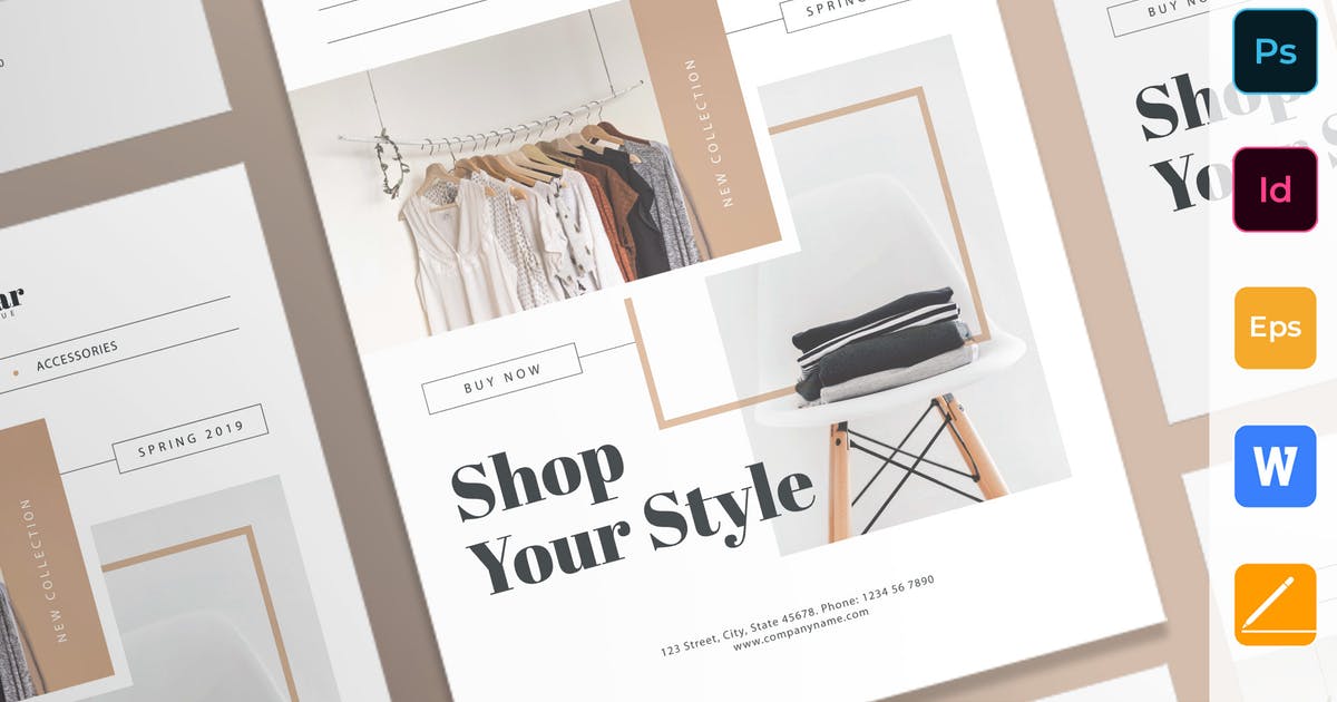 精品店铺促销活动海报设计模板素材插图