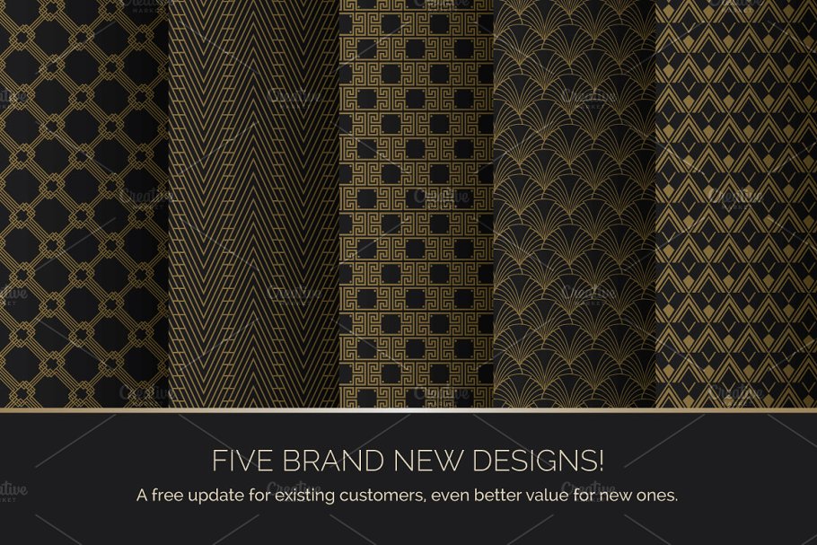 有序规则图案艺术背景纹理 Art Deco Seamless Patterns插图(2)