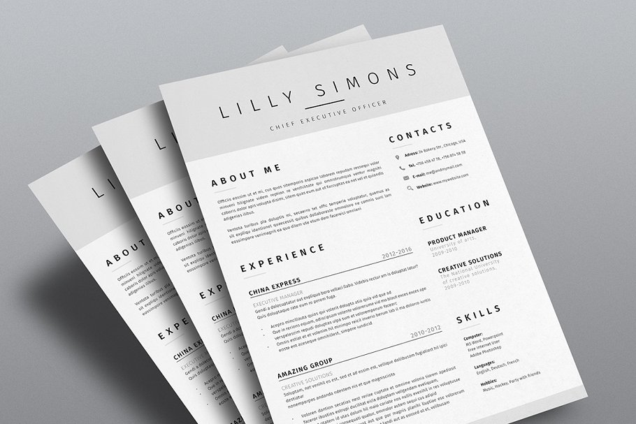 清新简约个人简历模板v3 Clean Resume Template Vol.3插图(2)