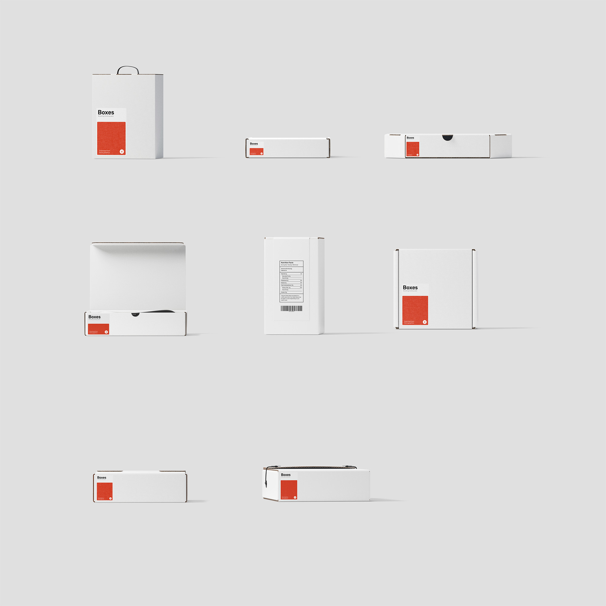 各式各样的牛皮纸硬纸板包装盒子样机81 Box Mockups插图