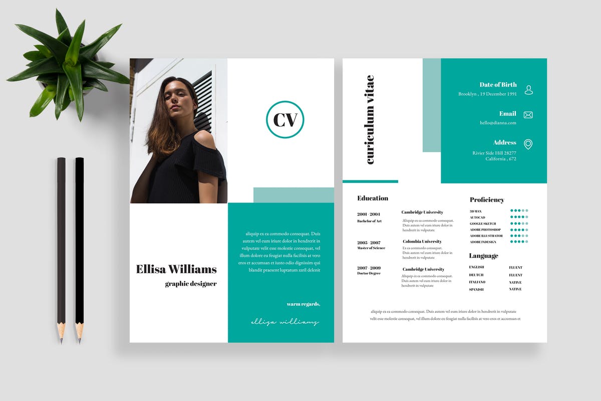 清新风格求职应聘/自我介绍简历设计模板 Clean Resume 14插图