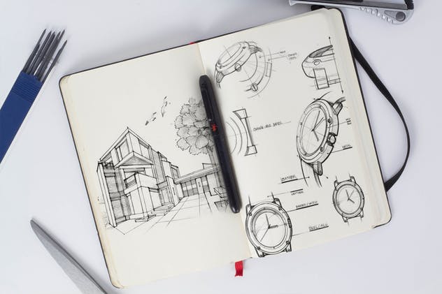 素描笔记本样机展示模板 Sketch Book Mock Up插图(2)