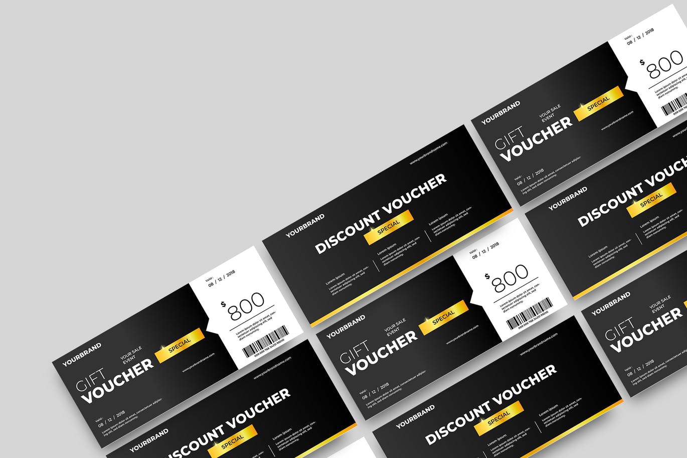 时尚高端简约多用途的新年圣诞节打折促销sale礼品券入场券门票设计矢量模板-3插图