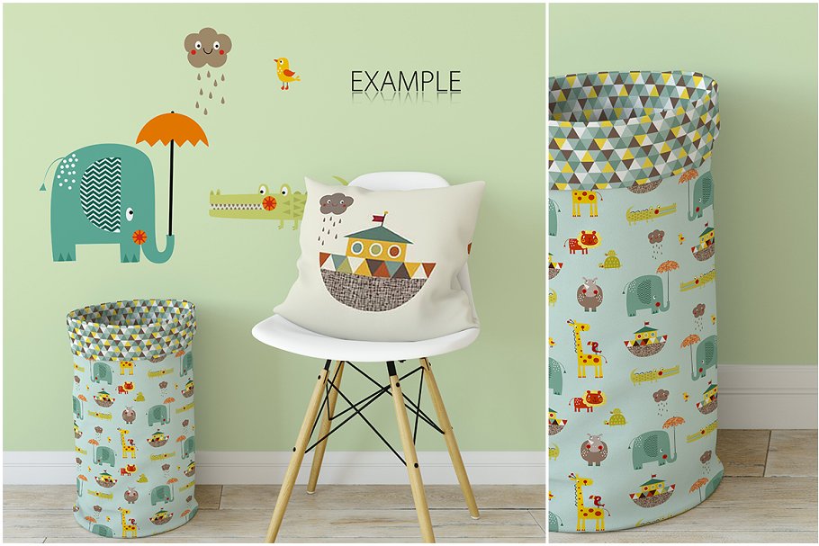 儿童室内织物样机模板 KIDS Interior Fabric Mockup Pack – 1插图(6)