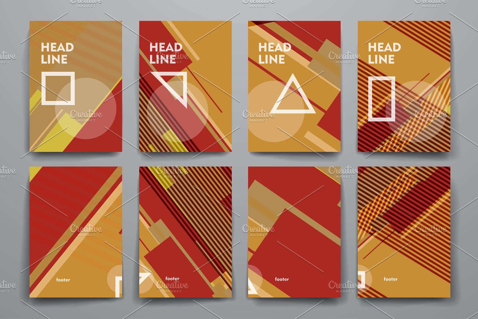 抽象图形背景小册子模板 Set of Abstract Brochures插图(3)