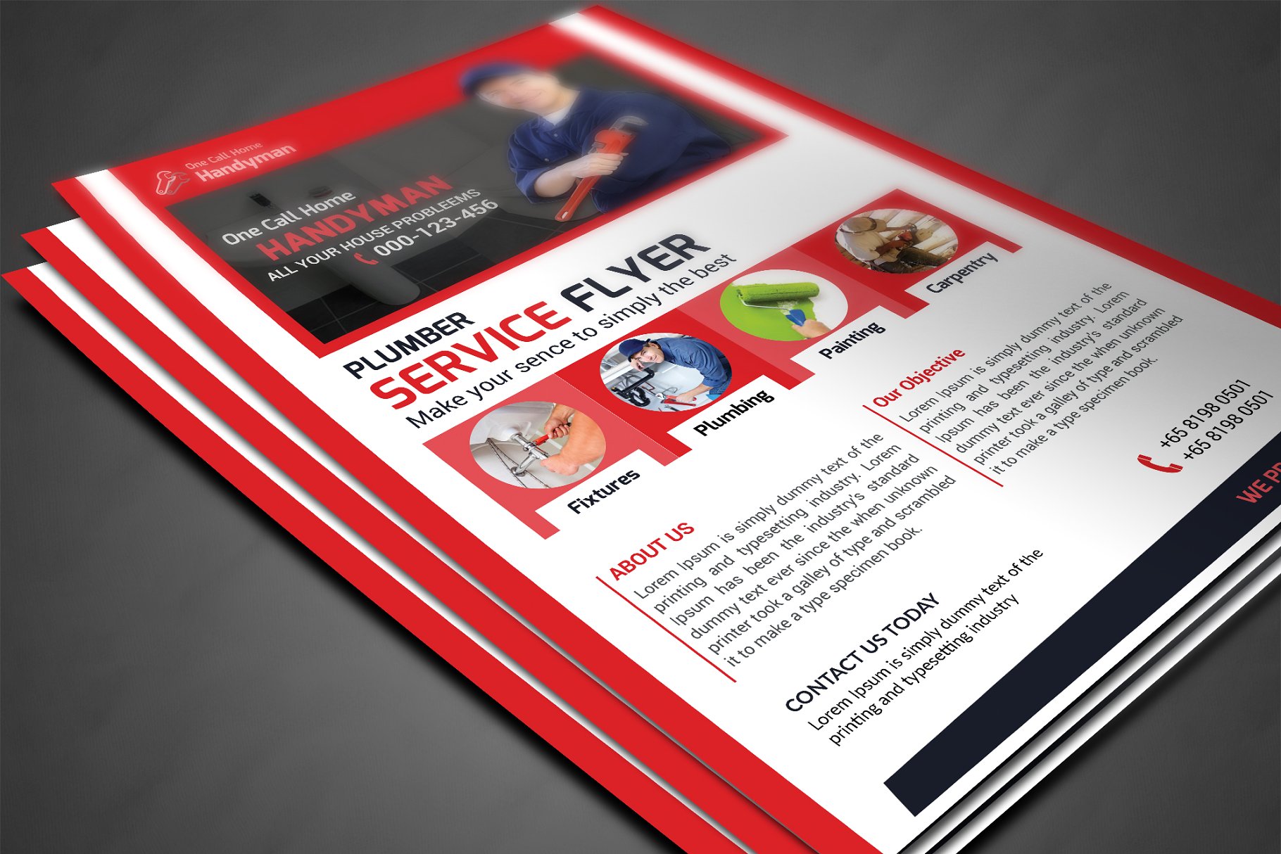 水管管道维修维护服务海报模板 Plumber Service Flyer插图(2)