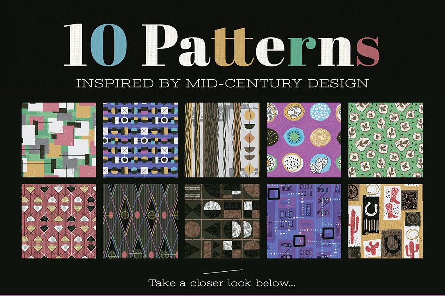 20世纪50年代艺术风格图案纹理合集 1950s and Mid-Century Patterns插图(1)