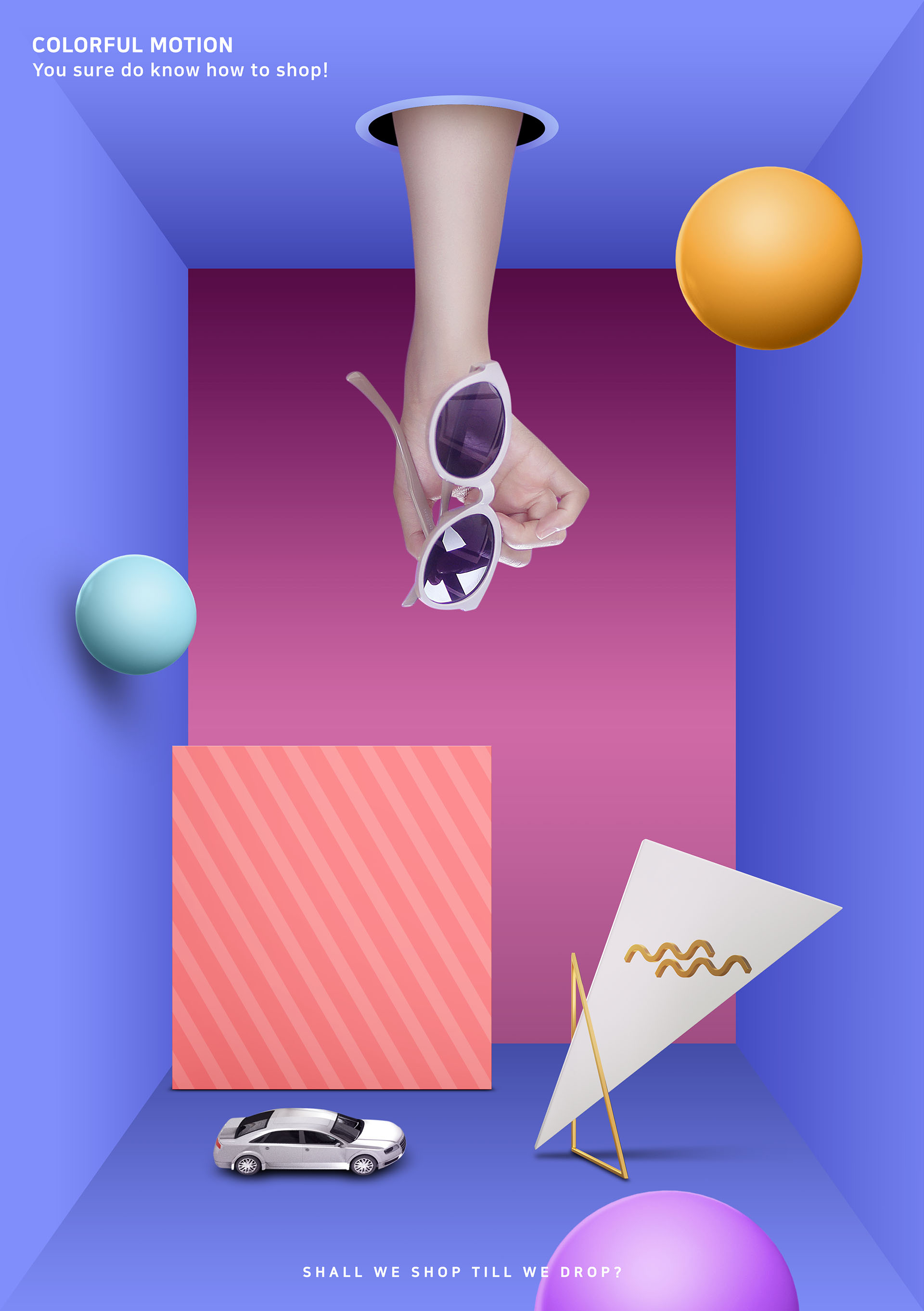 时尚三维空间立体创意电商海报模板PSD下载插图(6)