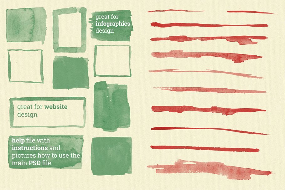 特色水彩手绘设计元素素材合集 Watercolor Design Elements插图(3)