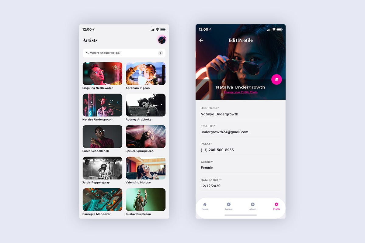 在线音乐播放听歌APP应用UI设计XD模板[日间模式版本] Xonique-Music MobileApp UI Kit Light Version (XD)插图(3)