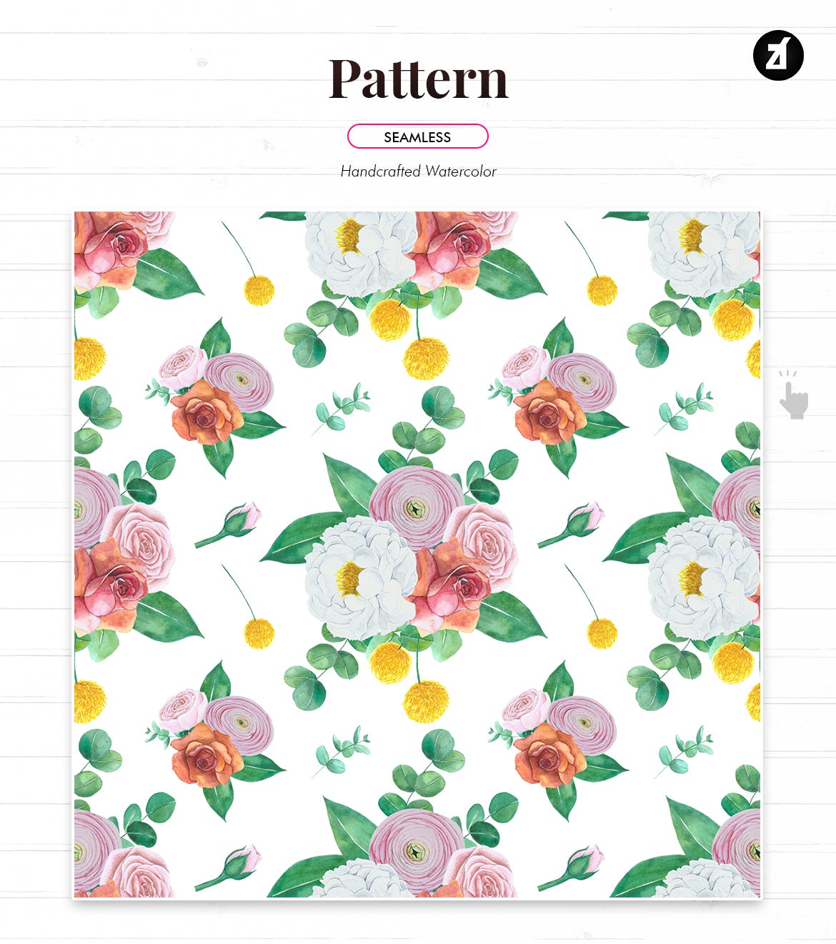 水彩手绘花卉图案设计素材 Floral pattern hand-drawn watercolor illustration插图(1)