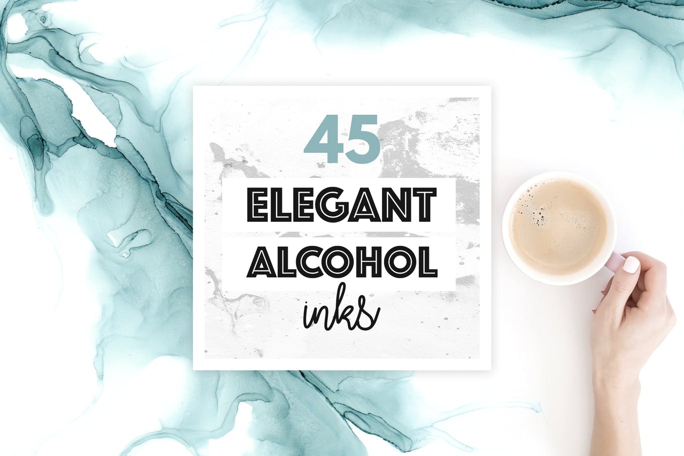 优雅彩色酒精墨水肌理纹理背景PNG素材 Elegant Alcohol Ink Textures插图