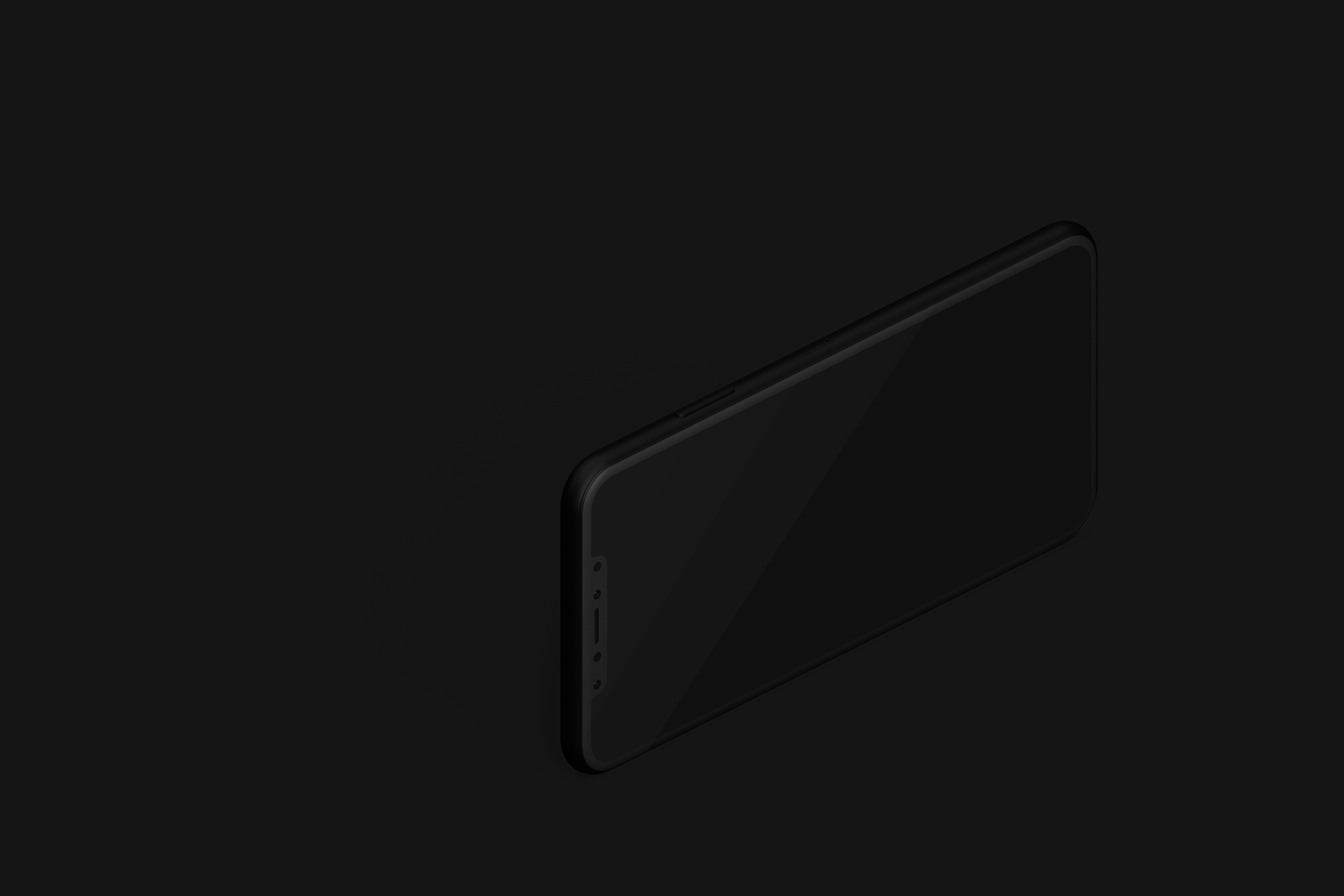 iPhone XS Max智能手机侧立左视图样机模板03 Isometric Clay iPhone XS Max Mockup, Left View 03插图(2)