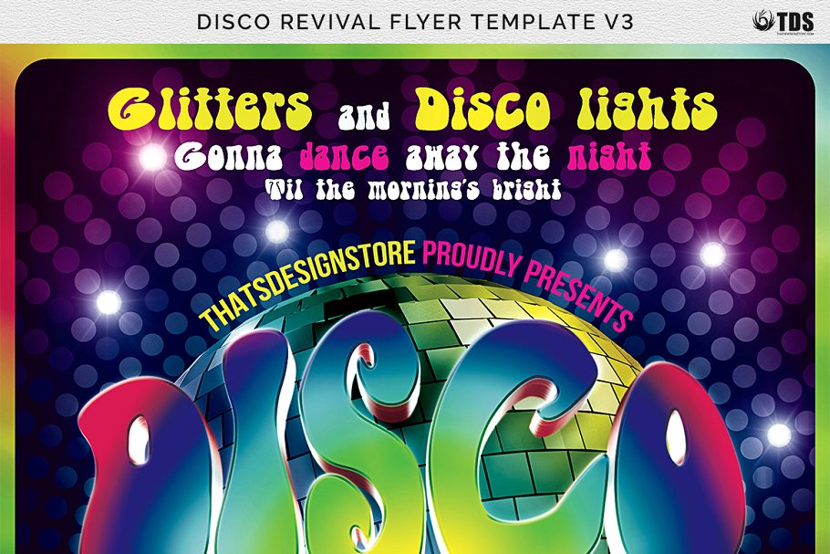 迪斯科音乐舞会活动宣传单PSD模板V3 Disco Revival Flyer PSD V3插图(6)