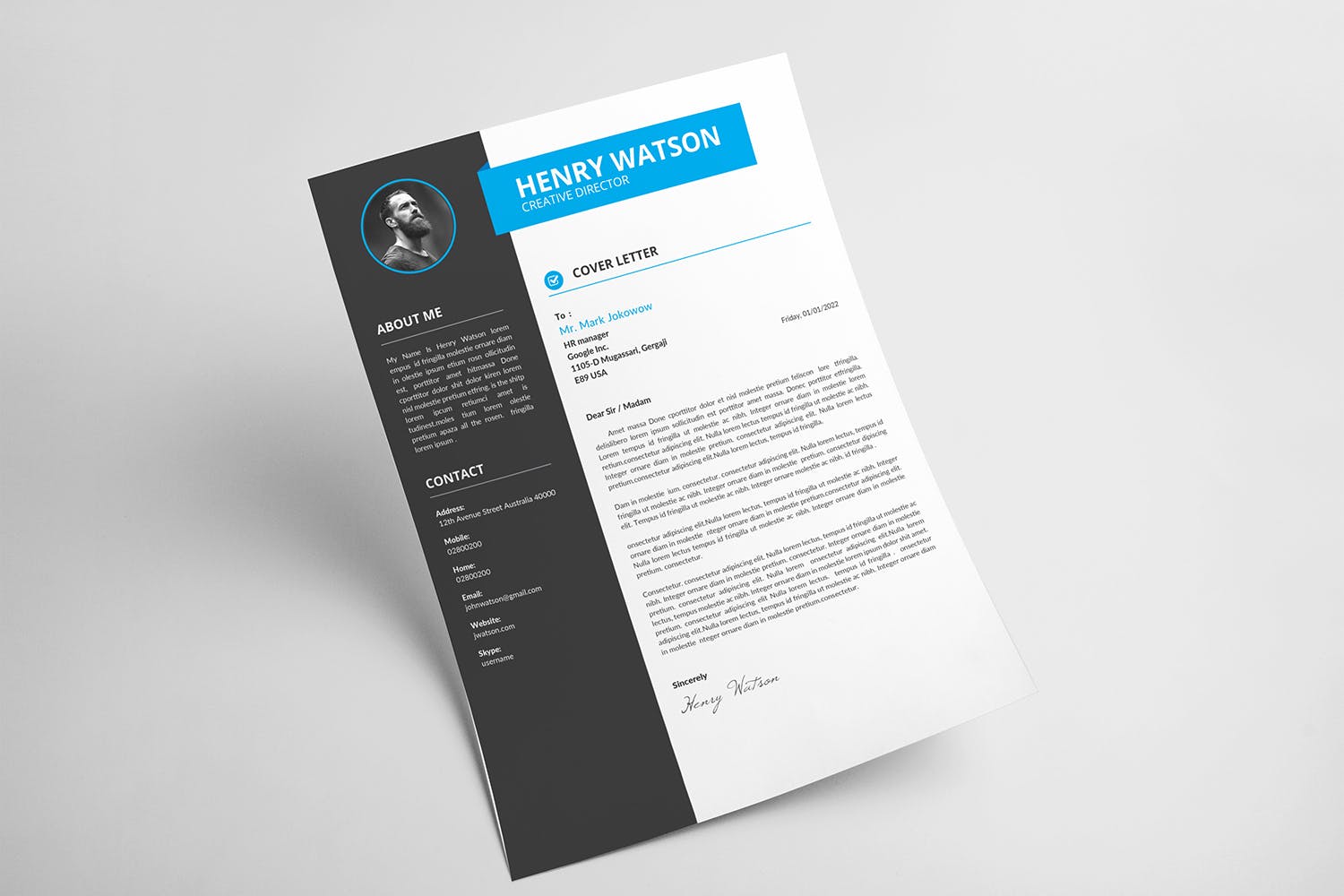 两列式排版风格个人简历&介绍信设计模板 CV Resume插图(3)