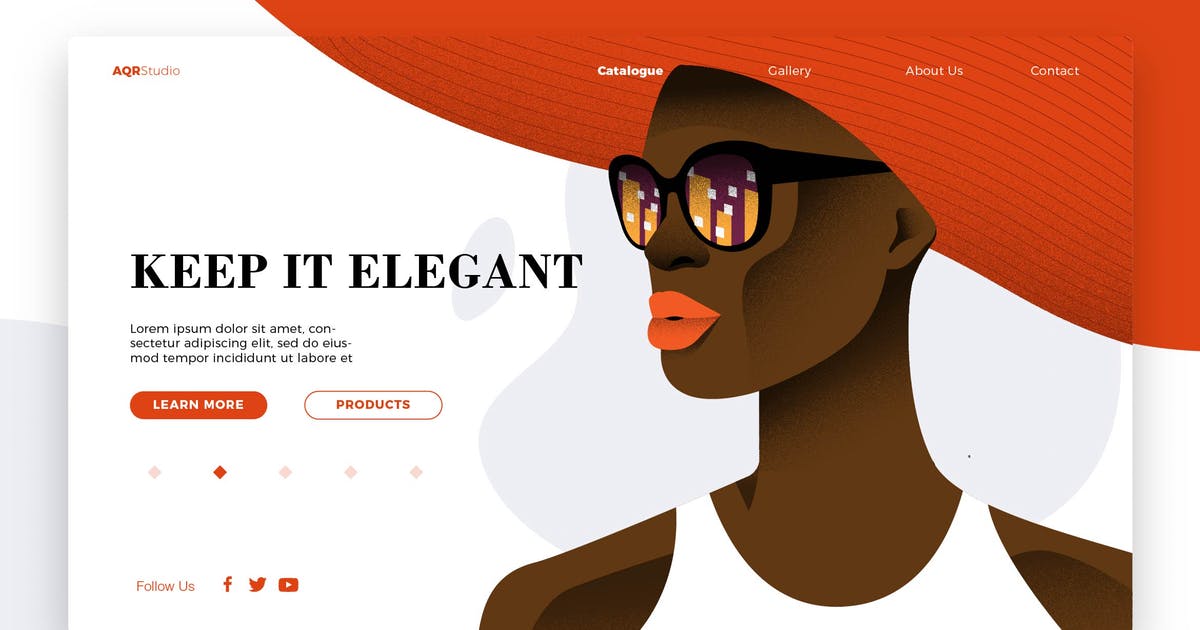 时尚人物背景概念插画网站Banner＆着陆页设计模板 Elegant – Banner & Landing Page插图