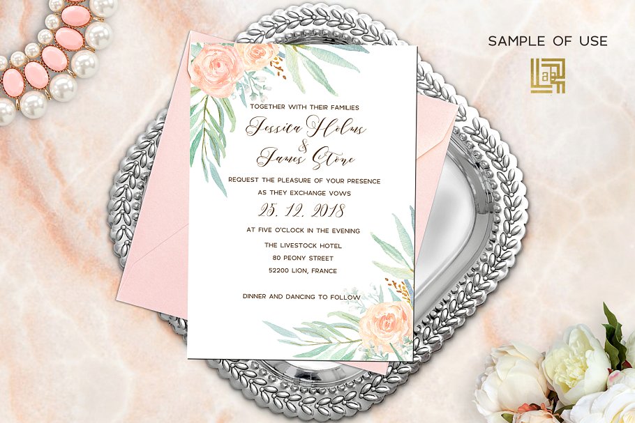 桃红色牡丹水彩剪贴画 Peach peonies in jars. Watercolors插图(8)