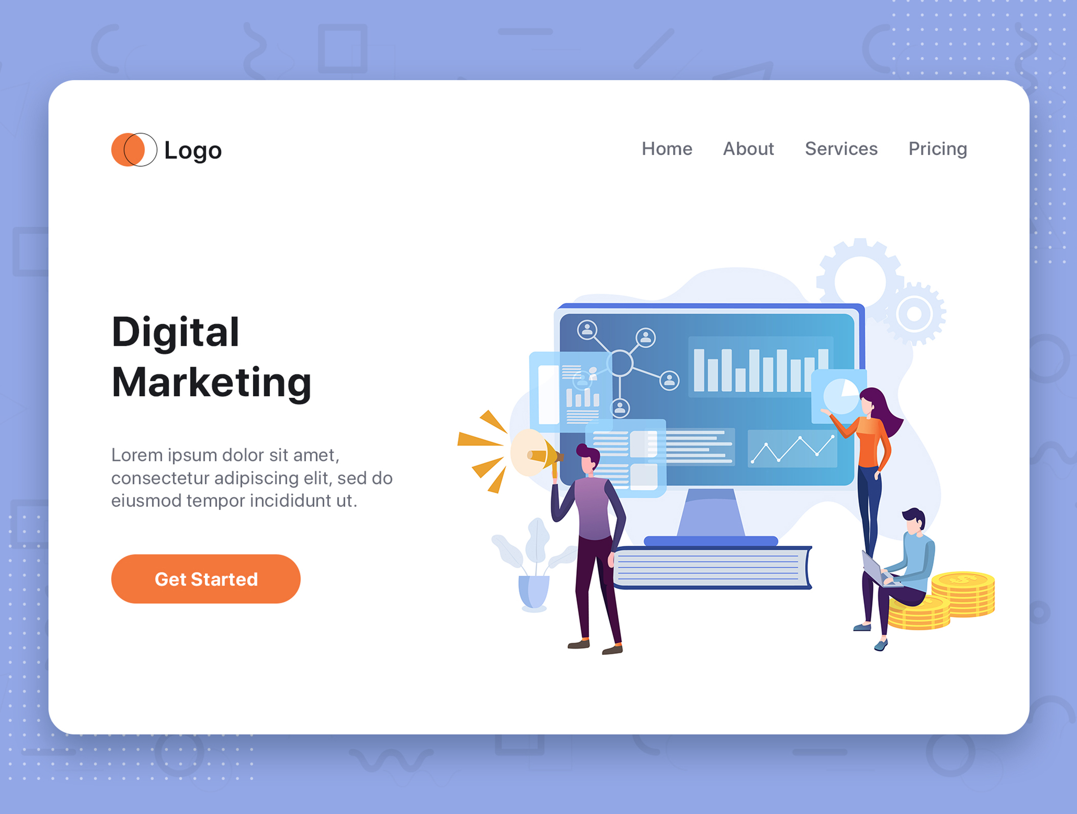 素材库下午茶：生活&工作场景着陆页网站设计矢量插画素材插图(8)