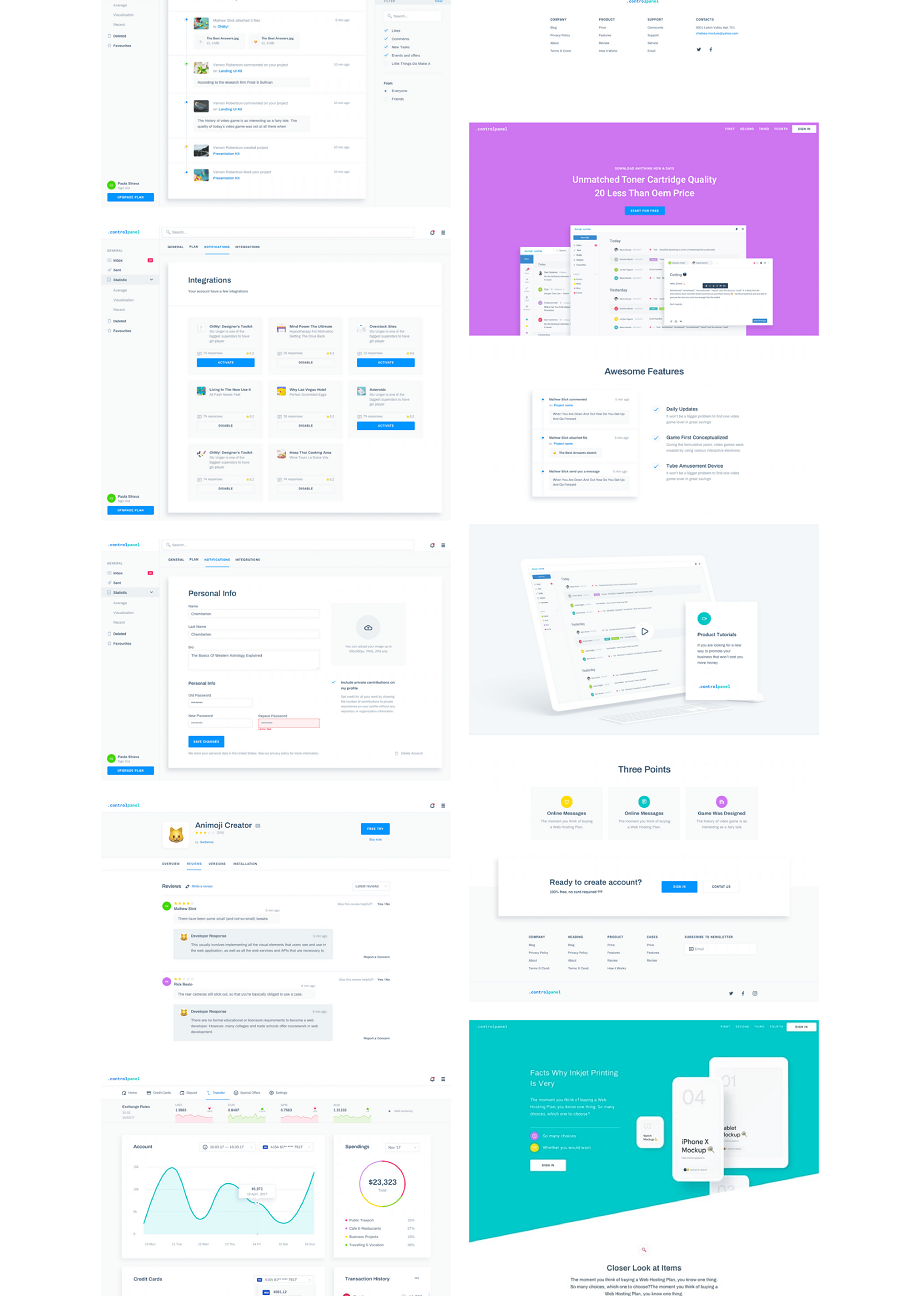 控制面板/网站仪表盘UX/UI工具包-.controlpanel [for SKETCH&PS]插图(3)