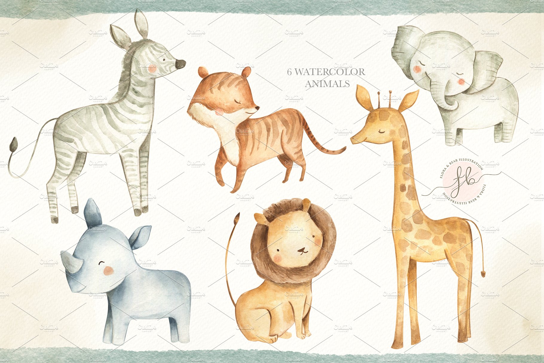 45款可爱的手绘水彩动物素材合辑下载[png,jpg]插图(1)