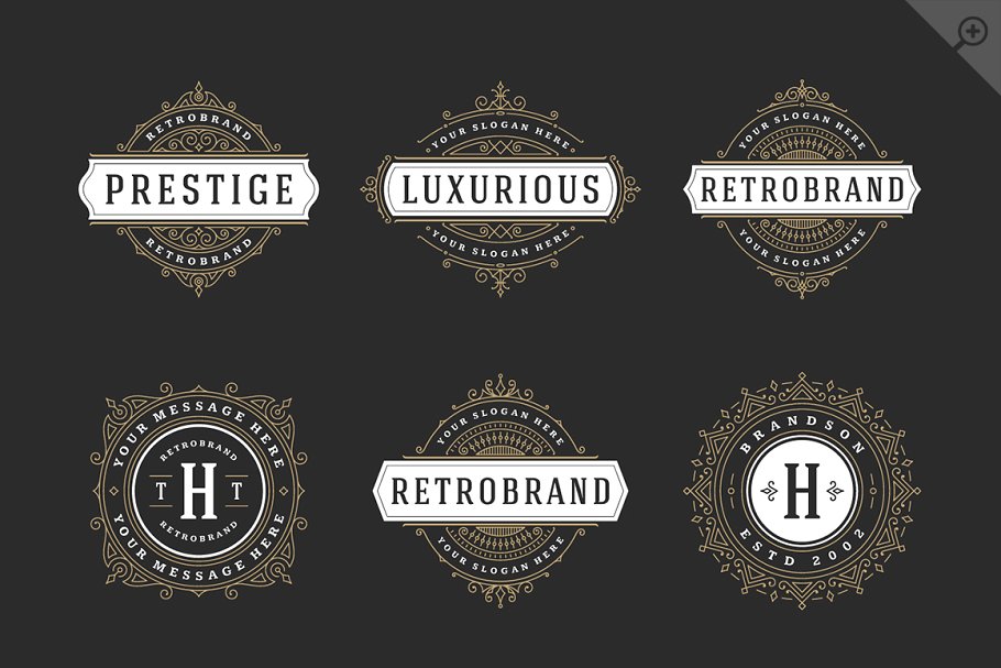 250款字母饰品组合装饰Logo模板 250 ornaments logos & monograms插图(8)