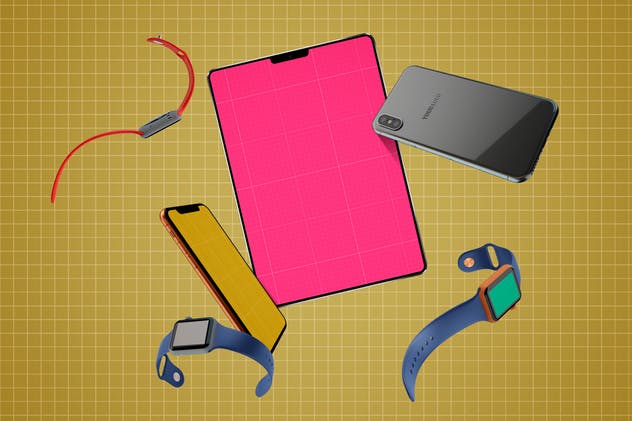 Apple移动设备样机套装 Apple Watch, iPhone X & iPad Mockup插图(15)