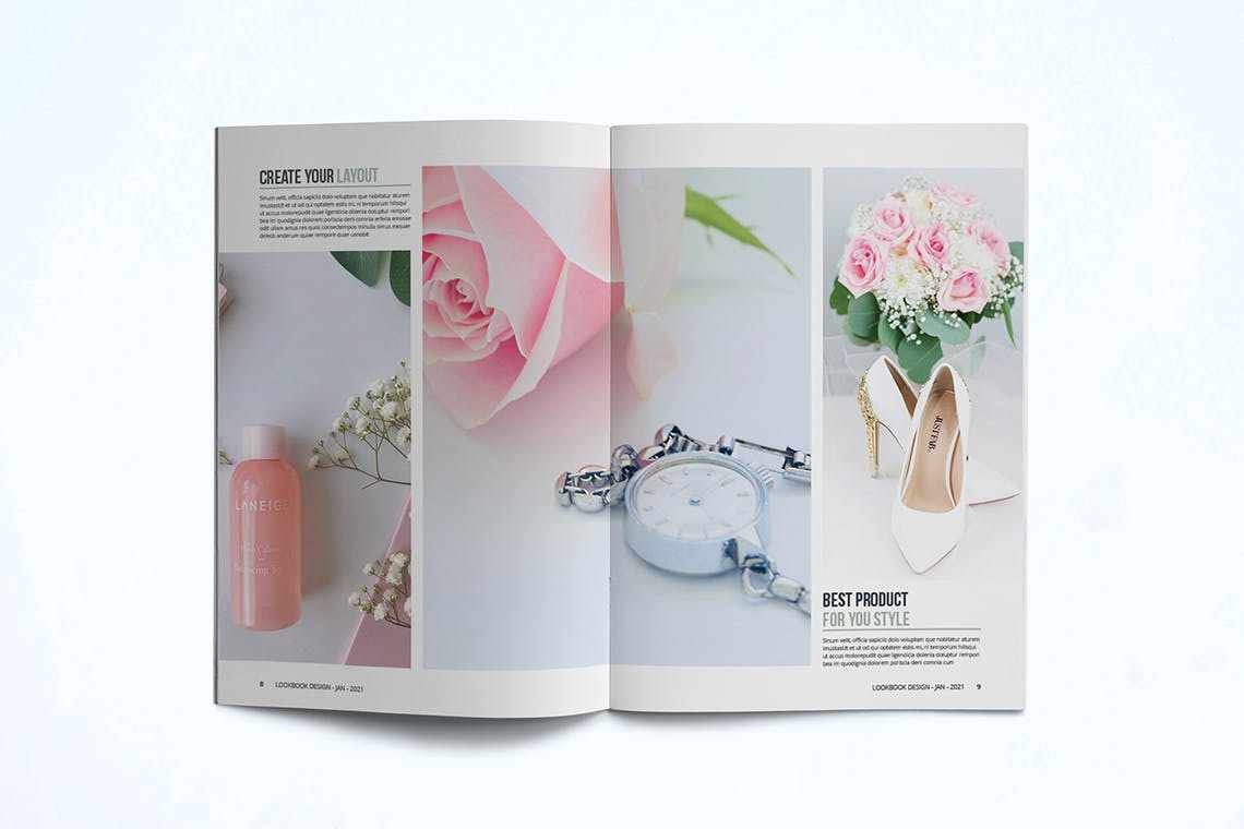 时装订货画册/新品上市产品素材库精选目录设计模板v2 Fashion Lookbook Template插图(6)