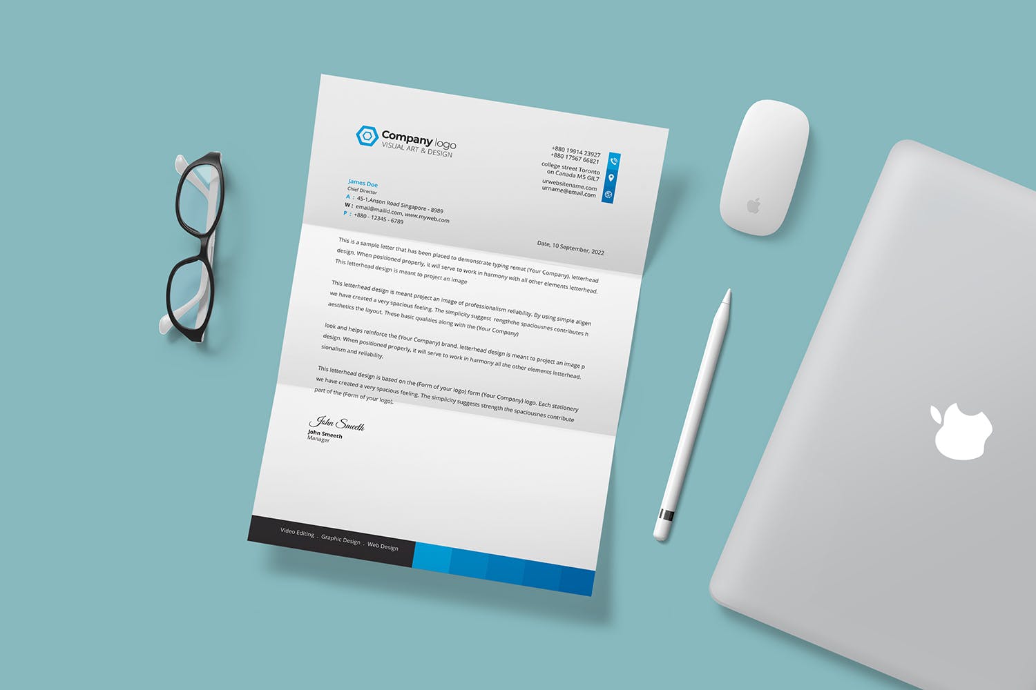 企业定制信纸信笺版式设计模板 Letterhead插图