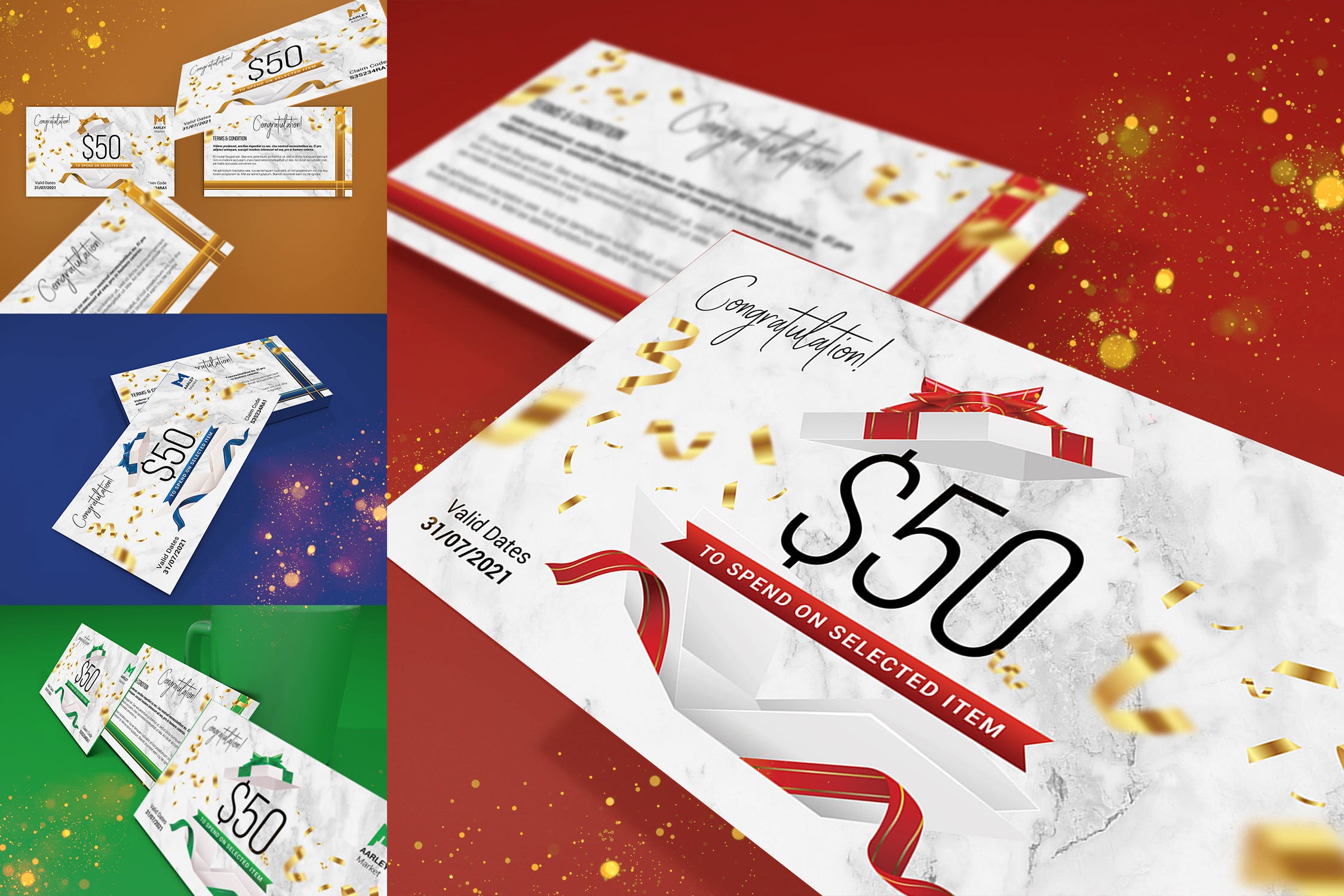 实物代金券/优惠券设计模板 Gift Cards插图