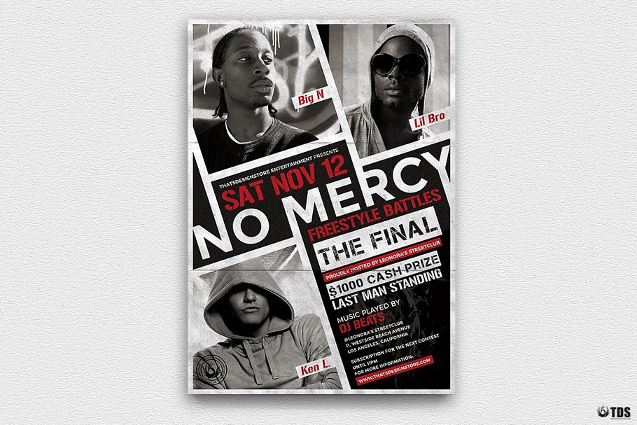 饶舌即兴说唱比赛宣传传单PSD模板V1 Freestyle Rap Battle Flyer PSD V1插图(1)