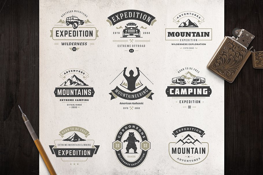 280个户外品牌Logo标志和徽章模板 280 Outdoor logos and badges插图(12)