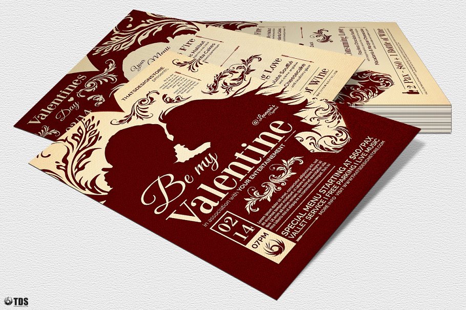 情人节活动主题传单PSD模板v6 Valentines Day Flyer+Menu PSD V6插图(3)