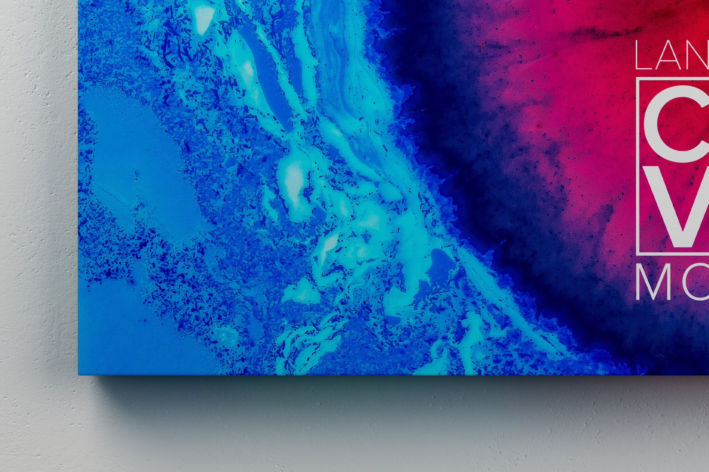 挂墙画布画框前视图样机模板素材02 Landscape Canvas Frame Mockup Hanging on Wall in Front View 02插图