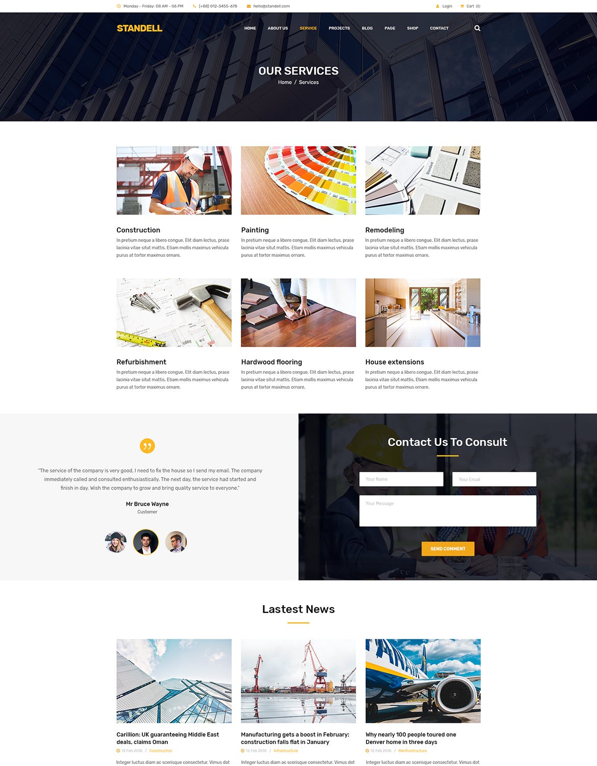 建筑基建工程公司网站设计PSD模板 Standell | Multipurpose Construction PSD Template插图(5)