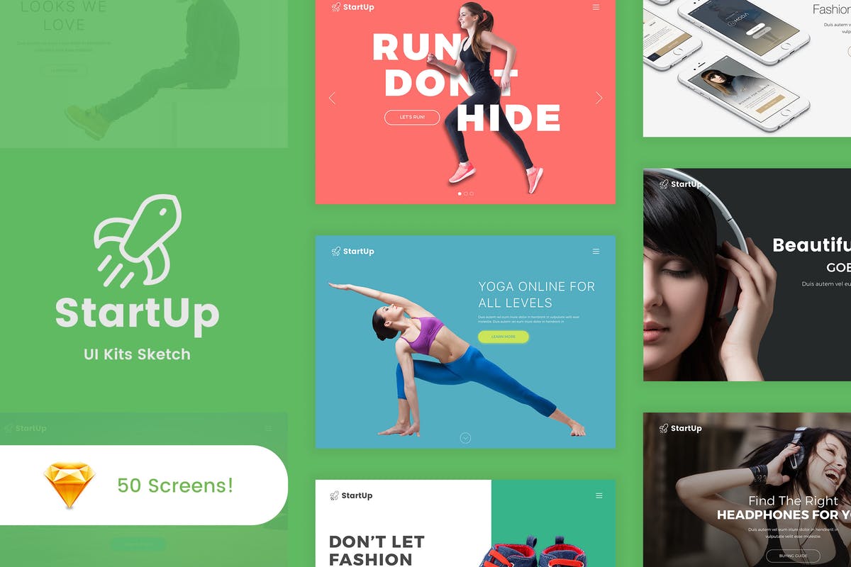 创意互联网项目网站UI模板素材 Startup – UI Kit for Sketch插图