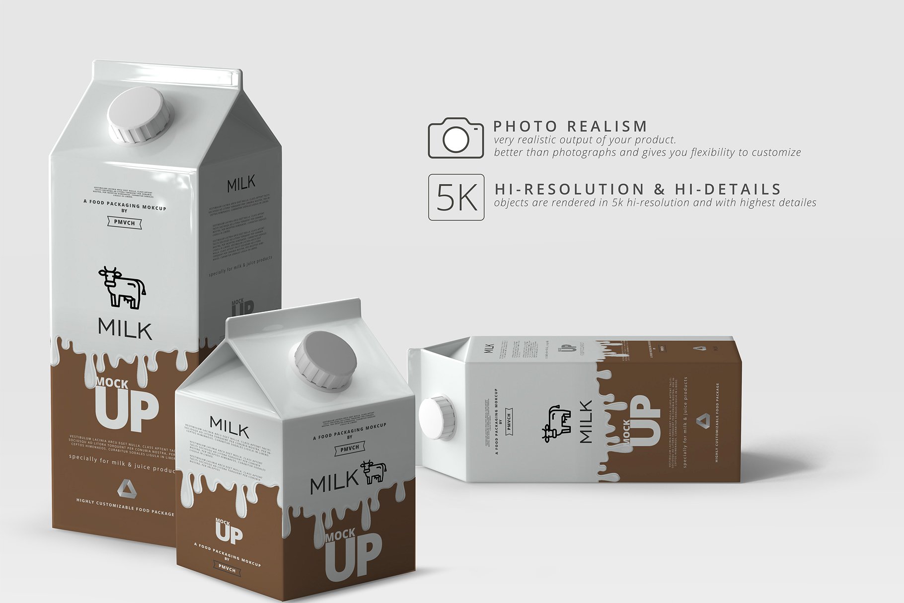 牛奶&果汁纸盒包装展示样机 Milk / Fruit Juice Carton Mockup [psd]插图(5)