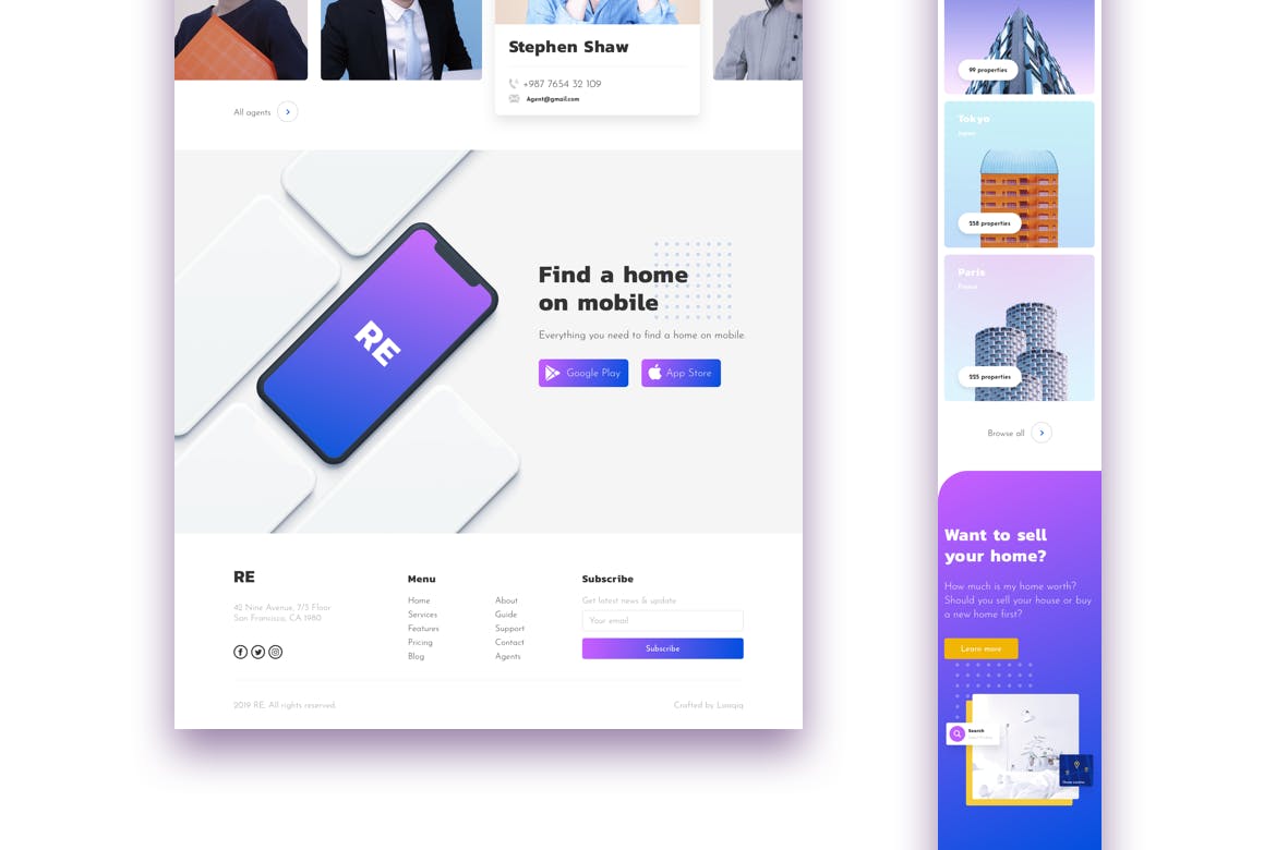 房地产销售中介网站响应式设计模板[SKETCH, XD] Real Estate Responsive Landing Page插图(5)