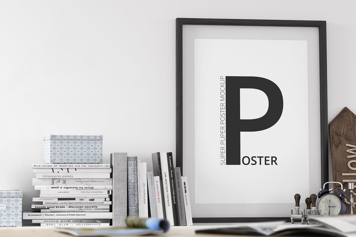 A3/A4规格海报设计画框样机模板 A3 / A4 Poster Mock-up插图