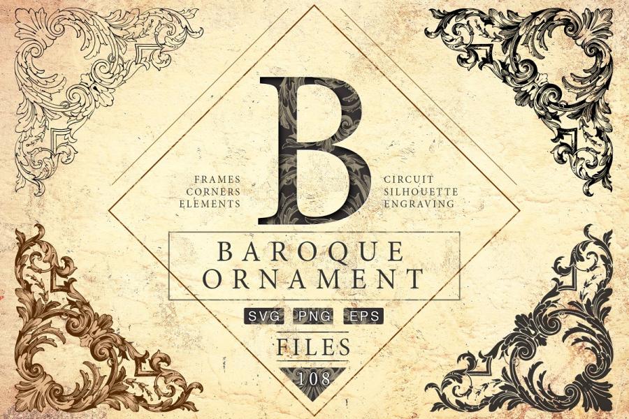 华丽复古页面装饰矢量插画插图