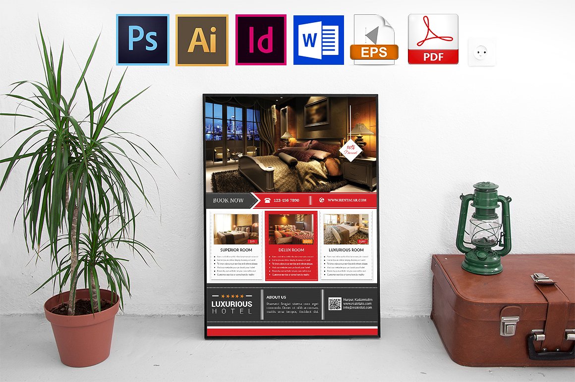 10款酒店宣传海报模板合辑下载 10 Hotel Poster Bundle [ai,psd,indd]插图(1)