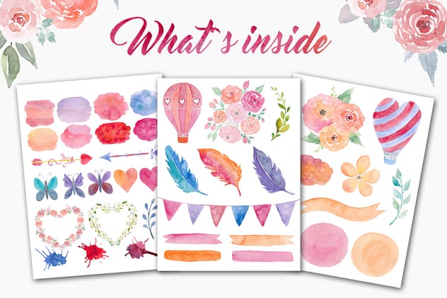 浪漫水彩元素插画合集 Watercolor Romantic Pack插图(1)