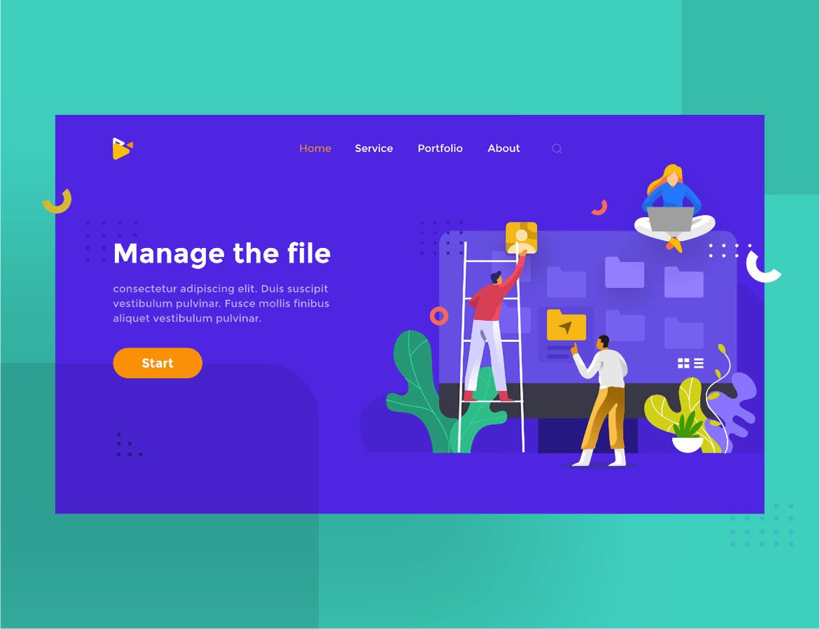 文件和文件夹管理主题矢量插画设计素材v1.5 Manage the file and folder Illustration 1.5插图(1)