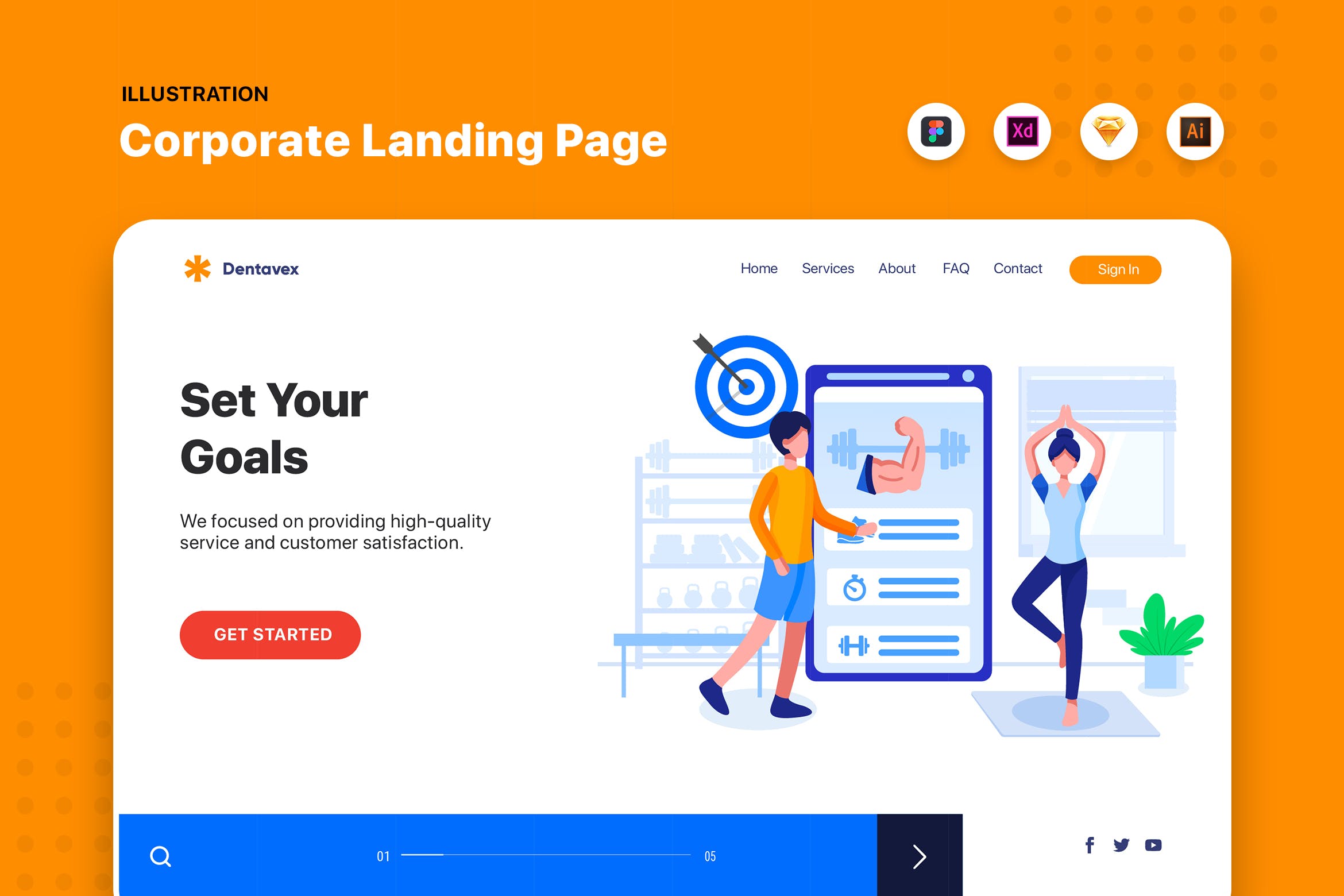 网站Banner&着陆页设计目标计划设定主题素材库精选概念插画素材 Set Your Goals – Banner & Landing Page插图