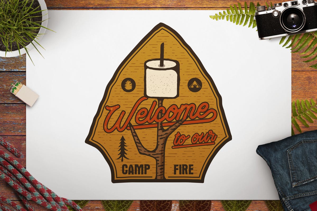 露营/徒步旅行/旅游品牌复古Logo设计模板 Camping Patch / Hiking Badge / Vintage Travel Logo插图